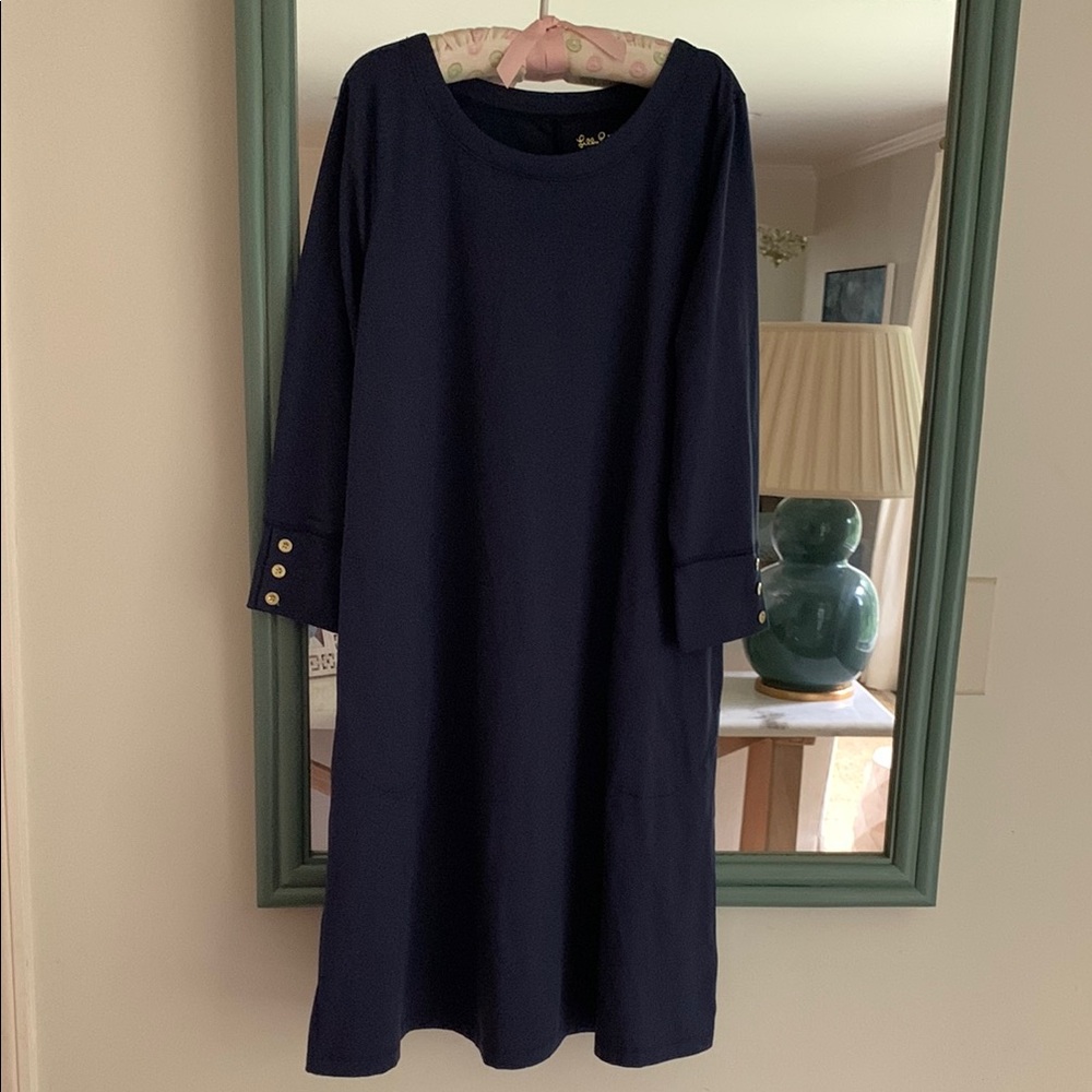 Lilly Pulitzer Solía Downtime Jersey UPF 50+ Dress True Navy Size S